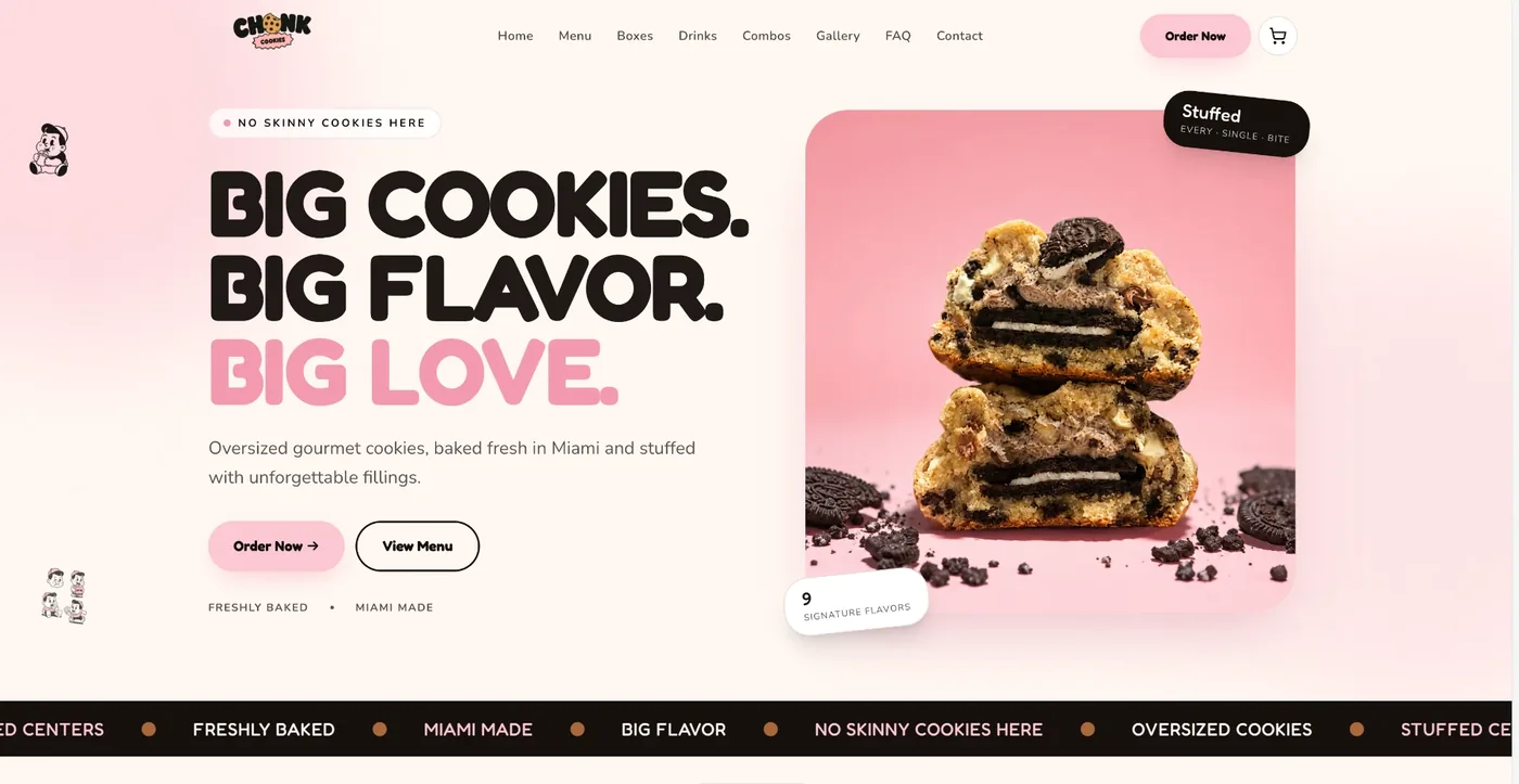 Chonk Cookies website designed by TapStudio